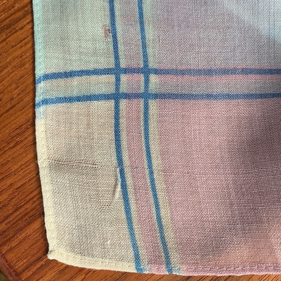 Vintage 1950s Schiaparelli pink blue plaid scarf 14 x 66 - Picture 8 of 8